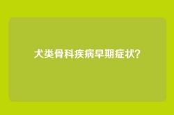犬类骨科疾病早期症状？