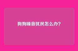 狗狗噪音扰民怎么办？