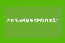 大狗常见神经系统问题有哪些？