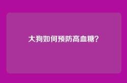 大狗如何预防高血糖？