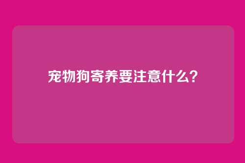 宠物狗寄养要注意什么？