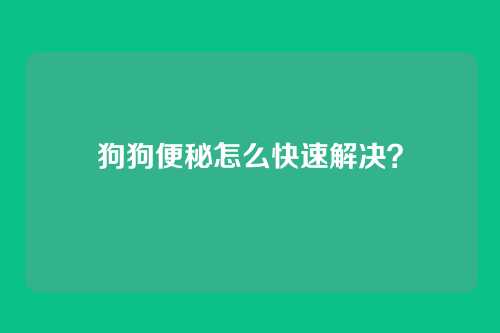 狗狗便秘怎么快速解决？