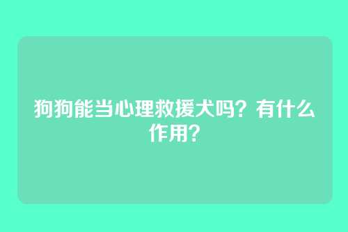 狗狗能当心理救援犬吗？有什么作用？