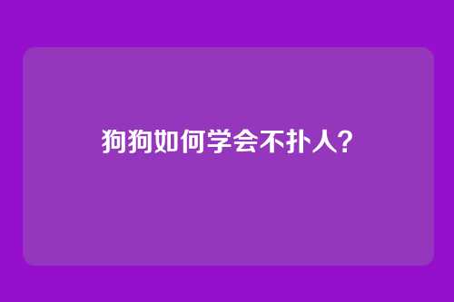 狗狗如何学会不扑人？