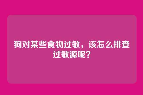 狗对某些食物过敏，该怎么排查过敏源呢？