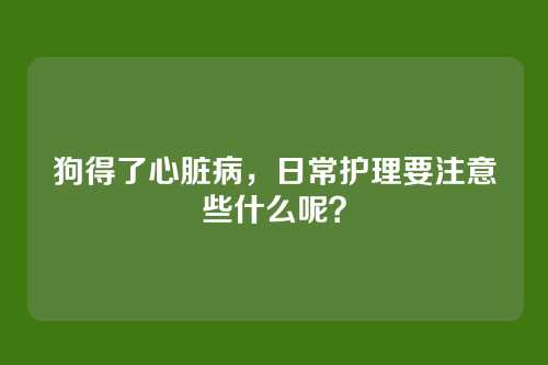 狗得了心脏病，日常护理要注意些什么呢？