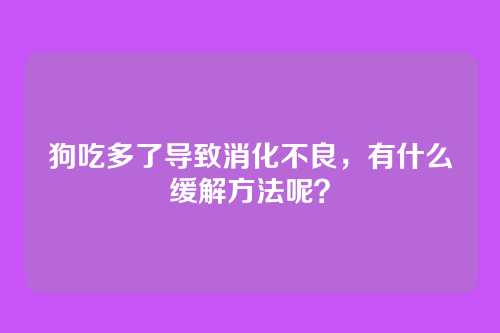 狗吃多了导致消化不良,有什么缓解方法呢?
