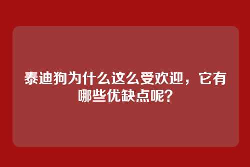 泰迪狗为什么这么受欢迎，它有哪些优缺点呢？