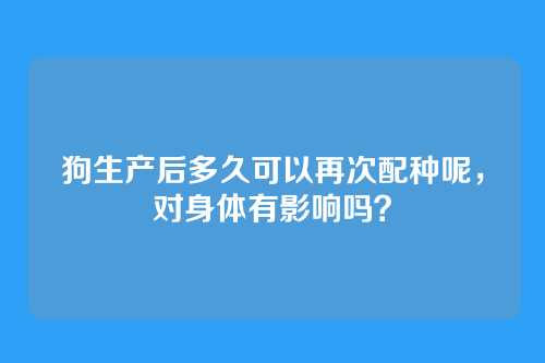 狗生产后多久可以再次配种呢，对身体有影响吗？