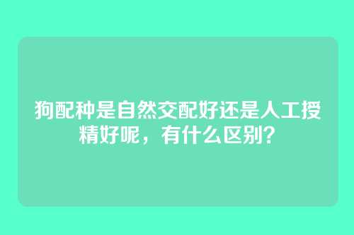 狗配种是自然交配好还是人工授精好呢，有什么区别？