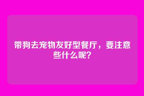 带狗去宠物友好型餐厅，要注意些什么呢？