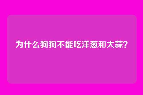 为什么狗狗不能吃洋葱和大蒜?