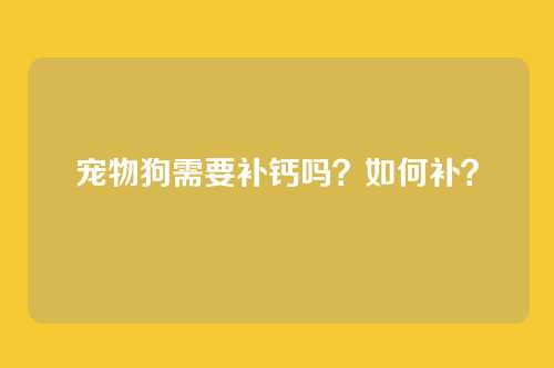 宠物狗需要补钙吗?如何补?