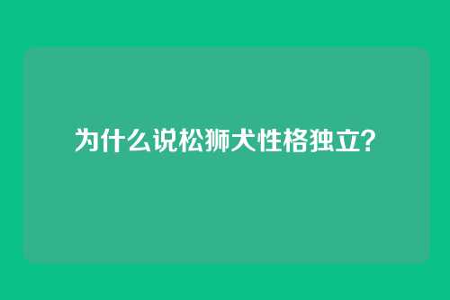 为什么说松狮犬性格独立？