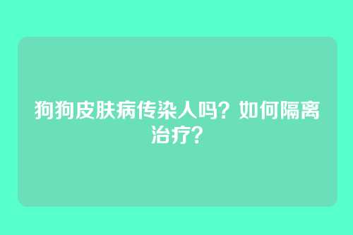狗狗皮肤病传染人吗？如何隔离治疗？