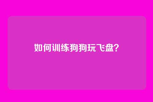 如何训练狗狗玩飞盘？