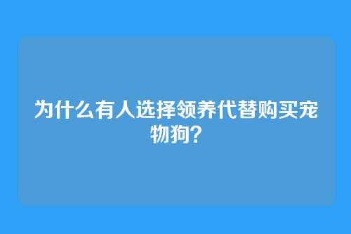 为什么有人选择领养代替购买宠物狗？