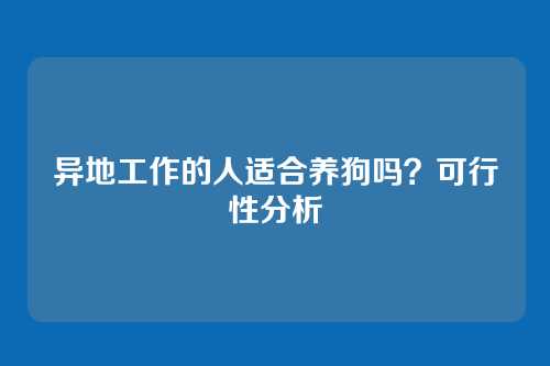 异地工作的人适合养狗吗?可行性分析