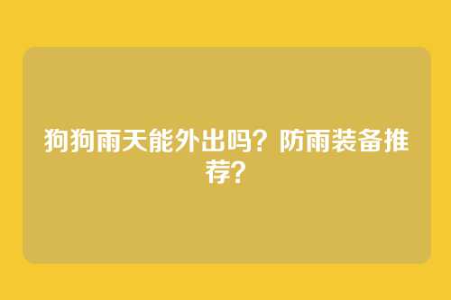狗狗雨天能外出吗？防雨装备推荐？