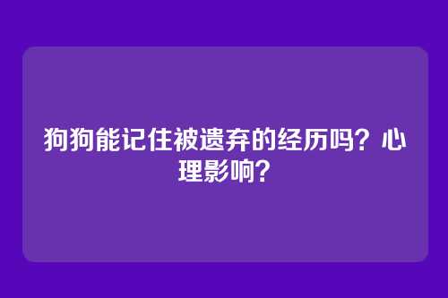 狗狗能记住被遗弃的经历吗?心理影响?