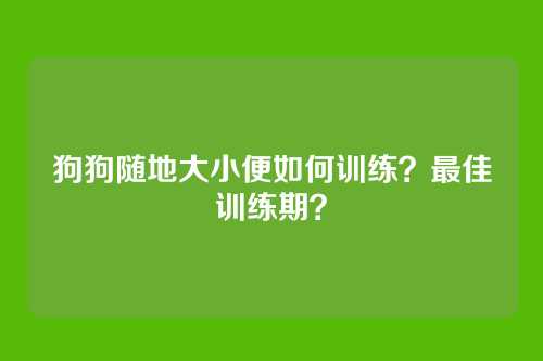 狗狗随地大小便如何训练?最佳训练期?