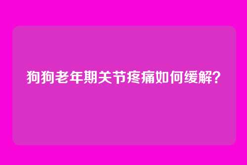 狗狗老年期关节疼痛如何缓解?