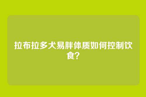 拉布拉多犬易胖体质如何控制饮食？