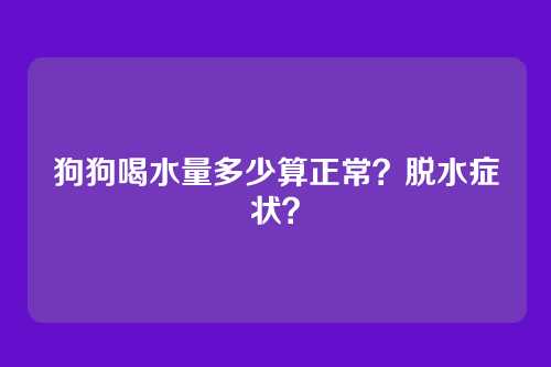 狗狗喝水量多少算正常？脱水症状？
