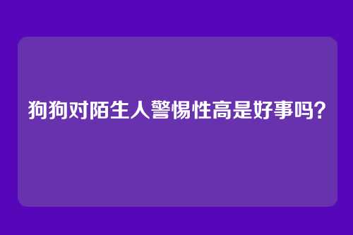 狗狗对陌生人警惕性高是好事吗？