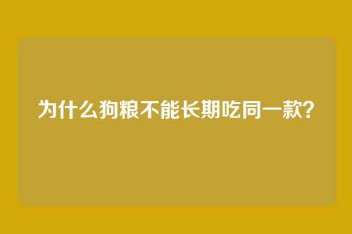 为什么狗粮不能长期吃同一款？
