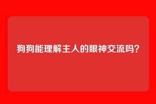 狗狗能理解主人的眼神交流吗?