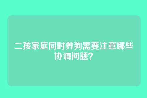 二孩家庭同时养狗需要注意哪些协调问题?
