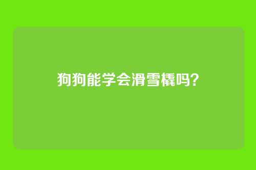 狗狗能学会滑雪橇吗？