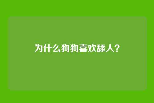 为什么狗狗喜欢舔人？