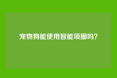 宠物狗能使用智能项圈吗?