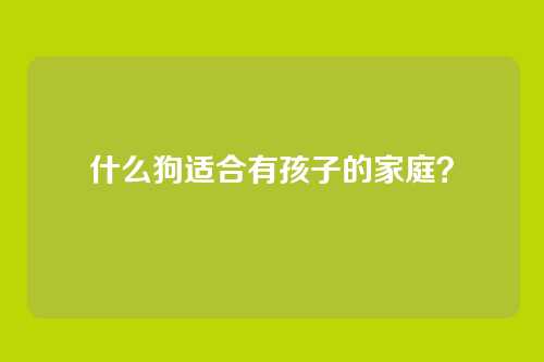 什么狗适合有孩子的家庭？