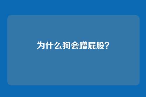 为什么狗会蹭屁股？