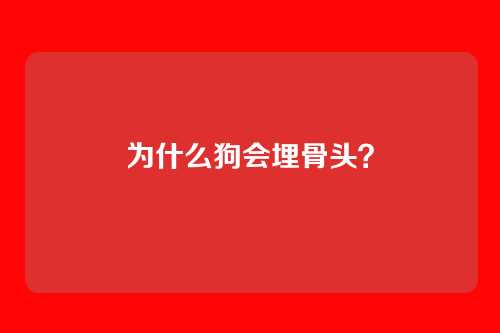 为什么狗会埋骨头？