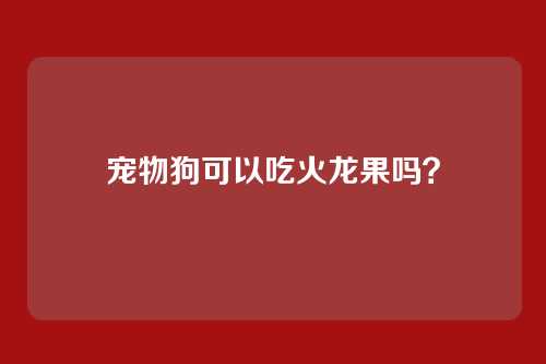 宠物狗可以吃火龙果吗?