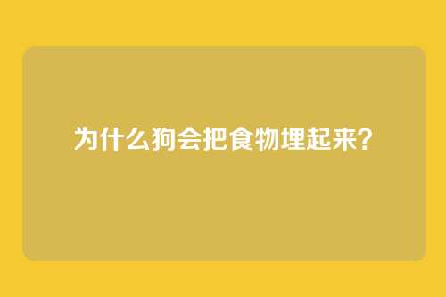 为什么狗会把食物埋起来？