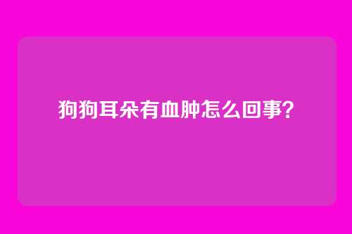 狗狗耳朵有血肿怎么回事?