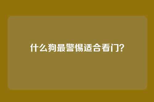什么狗最警惕适合看门？