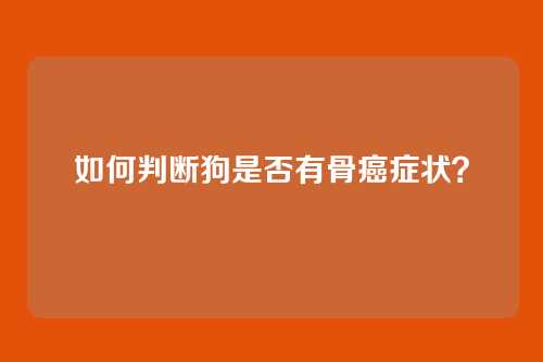 如何判断狗是否有骨癌症状?
