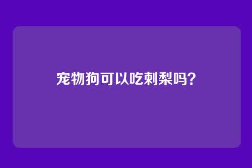 宠物狗可以吃刺梨吗？