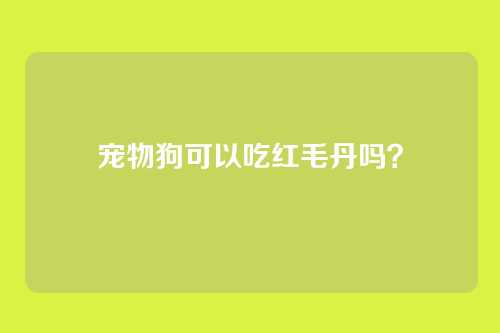 宠物狗可以吃红毛丹吗?