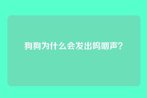 狗狗为什么会发出呜咽声？