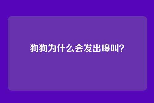 狗狗为什么会发出嗥叫？