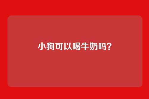 小狗可以喝牛奶吗？