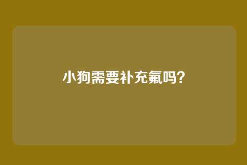 小狗需要补充氟吗？