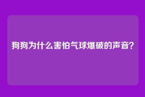 狗狗为什么害怕气球爆破的声音？